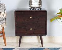 Kolkata Solid Wood Bedside table with Two Drawer - Bedside Table - Furniselan - Grey-Finish