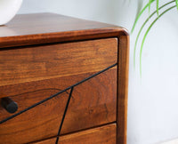 Kolkata Solid Wood Bedside table with Two Drawer - Bedside Table - Furniselan - Teak-Finish