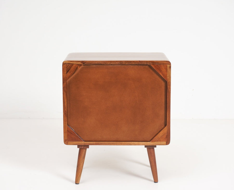 Kolkata Solid Wood Bedside table with Two Drawer - Bedside Table - Furniselan - Teak-Finish