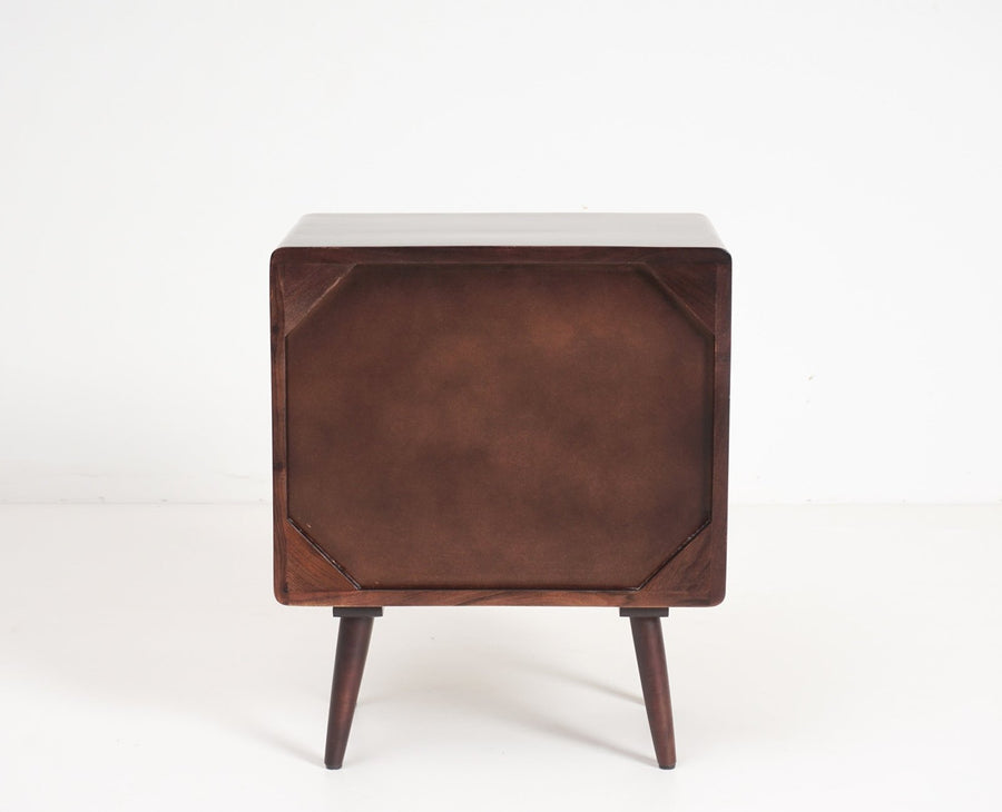 Kolkata Solid Wood Bedside table with Two Drawer - Bedside Table - Furniselan - Grey-Finish