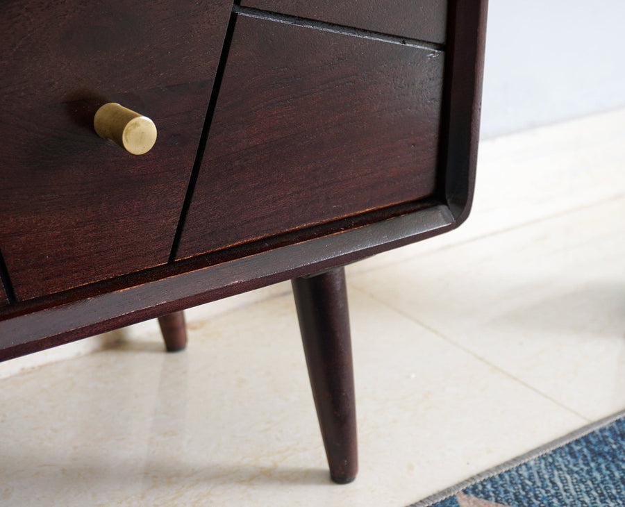 Kolkata Solid Wood Bedside table with Two Drawer - Bedside Table - Furniselan - Grey-Finish