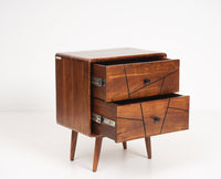 Kolkata Solid Wood Bedside table with Two Drawer - Bedside Table - Furniselan - Teak-Finish