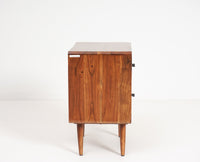 Kolkata Solid Wood Bedside table with Two Drawer - Bedside Table - Furniselan - Teak-Finish