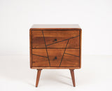 Kolkata Solid Wood Bedside table with Two Drawer - Bedside Table - Furniselan - Teak-Finish