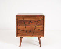Kolkata Solid Wood Bedside table with Two Drawer - Bedside Table - Furniselan - Teak-Finish