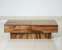 Kota Sheesham Wood Coffee Table With Two Drawers - Coffee Table - Furniselan - Rustic-Teak-Finish
