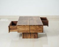 Kota Sheesham Wood Coffee Table With Two Drawers - Coffee Table - Furniselan - Rustic-Teak-Finish