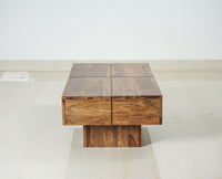 Kota Sheesham Wood Coffee Table With Two Drawers - Coffee Table - Furniselan - Rustic-Teak-Finish