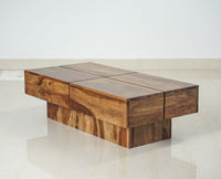 Kota Sheesham Wood Coffee Table With Two Drawers - Coffee Table - Furniselan - Rustic-Teak-Finish