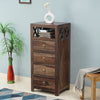 Krishna Solid Wood Tall 4 Drawer Chest Of Drawer - Chest of Drawer - Furniselan - Grey-Finish
