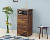 Krishna Solid Wood Tall 4 Drawer Chest Of Drawer - Chest of Drawer - Furniselan - Teak-Finish