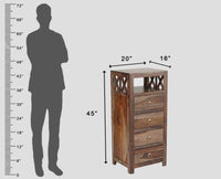 Krishna Solid Wood Tall 4 Drawer Chest Of Drawer - Chest of Drawer - Furniselan - Grey-Finish