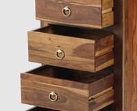 Krishna Solid Wood Tall 4 Drawer Chest Of Drawer - Chest of Drawer - Furniselan - Teak-Finish