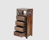 Krishna Solid Wood Tall 4 Drawer Chest Of Drawer - Chest of Drawer - Furniselan - Grey-Finish