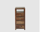 Krishna Solid Wood Tall 4 Drawer Chest Of Drawer - Chest of Drawer - Furniselan - Grey-Finish