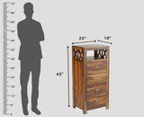 Krishna Solid Wood Tall 4 Drawer Chest Of Drawer - Chest of Drawer - Furniselan - Teak-Finish