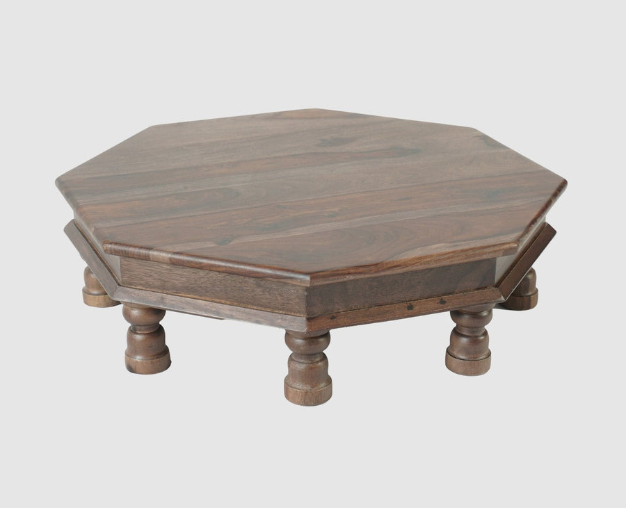 Laxmi Wooden Pooja Chowki - Furniselan- Grey-Finish