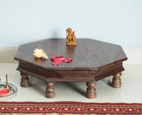 Laxmi Wooden Pooja Chowki - Furniselan- Grey-Finish