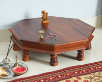 Laxmi Wooden Pooja Chowki - Furniselan - Maple-Finish