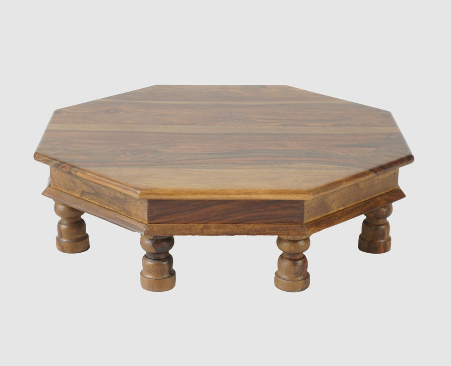 Laxmi Wooden Pooja Chowki - Furniselan - Teak-Finish