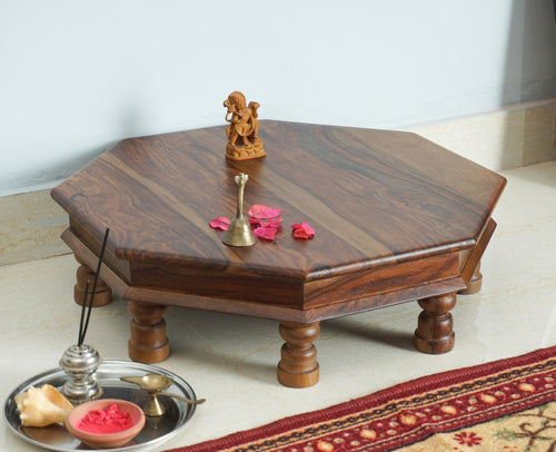 Laxmi Wooden Pooja Chowki - Furniselan