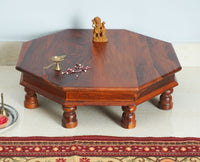 Laxmi Wooden Pooja Chowki - Furniselan - Maple-Finish