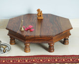 Laxmi Wooden Pooja Chowki - Furniselan - Teak-Finish