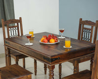 Madrid Sheesham Wood 4 Seater Dining Table Set with 4 Chair for Dining Room - Dining Set - Furniselan - Teak-Finish