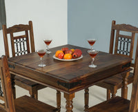 Madrid Sheesham Wood 4 Seater Square Dining Table Set with 4 Chair for Dining Room - Dining Set - Furniselan - Teak-Finish