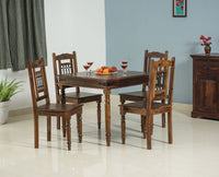 Madrid Sheesham Wood 4 Seater Square Dining Table Set with 4 Chair for Dining Room - Dining Set - Furniselan - Teak-Finish