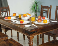 Madrid Sheesham Wood 6 Seater Dining Table Set with 6 Chair for Dining Room - Dining Set - Furniselan - Teak-Finish