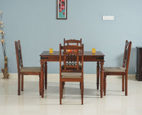 Madurai Sheesham Wood 4 Seater Dining Table Set with 4 Chair for Dining Room - Dining Set - Furniselan - Maple-Finish