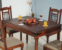 Madurai Sheesham Wood 4 Seater Dining Table Set with 4 Chair for Dining Room - Dining Set - Furniselan - Maple-Finish