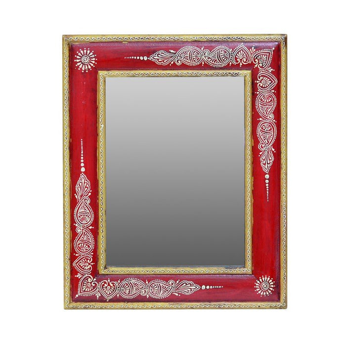 MDF 12 x 16 Inch Hand Painted Framed Rectangle Mirror Furniselan