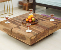 Melbourne Sheesham Wood Square Coffee Table - Coffee Tables - Furniselan - Rustic-Teak-Finish