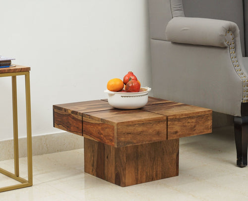 Milan Sheesham Wood Squre Side Table - Bedside Table - Furniselan-Teak-Finish