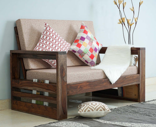 Moscow Sheesham Wood 2 Seater Sofa - Two Seater Sofa - Furniselan-Grey-Finish