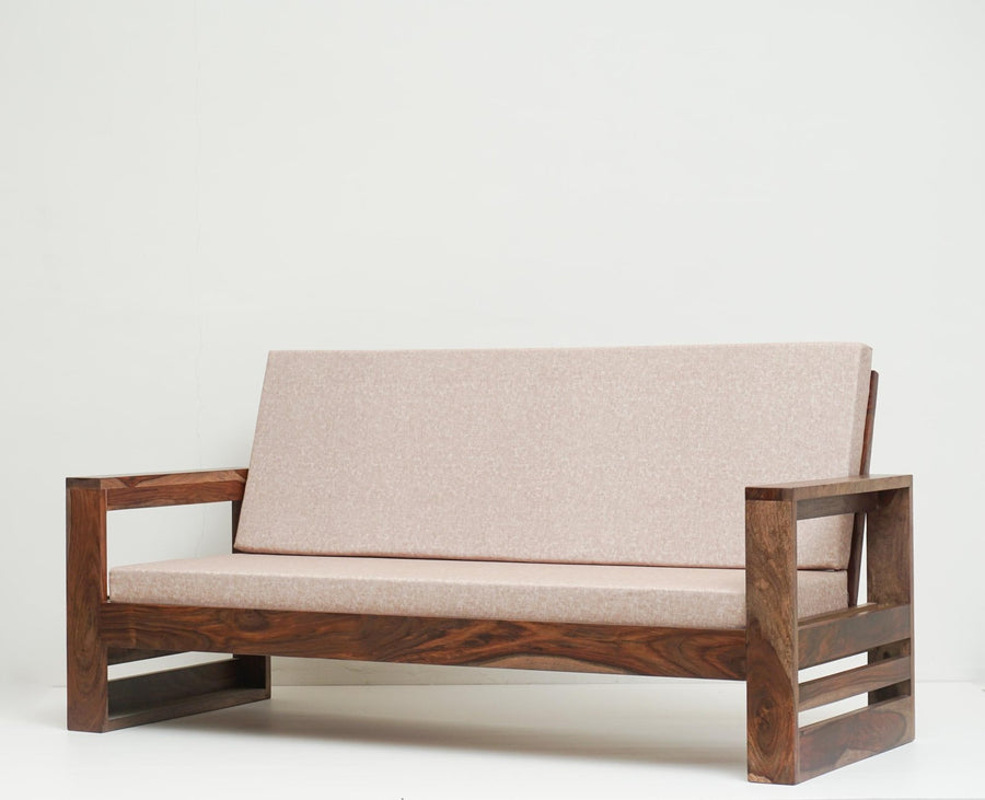 Moscow Sheesham Wood 3 Seater Sofa - Three Seater Sofa - Furniselan-Grey-Finish