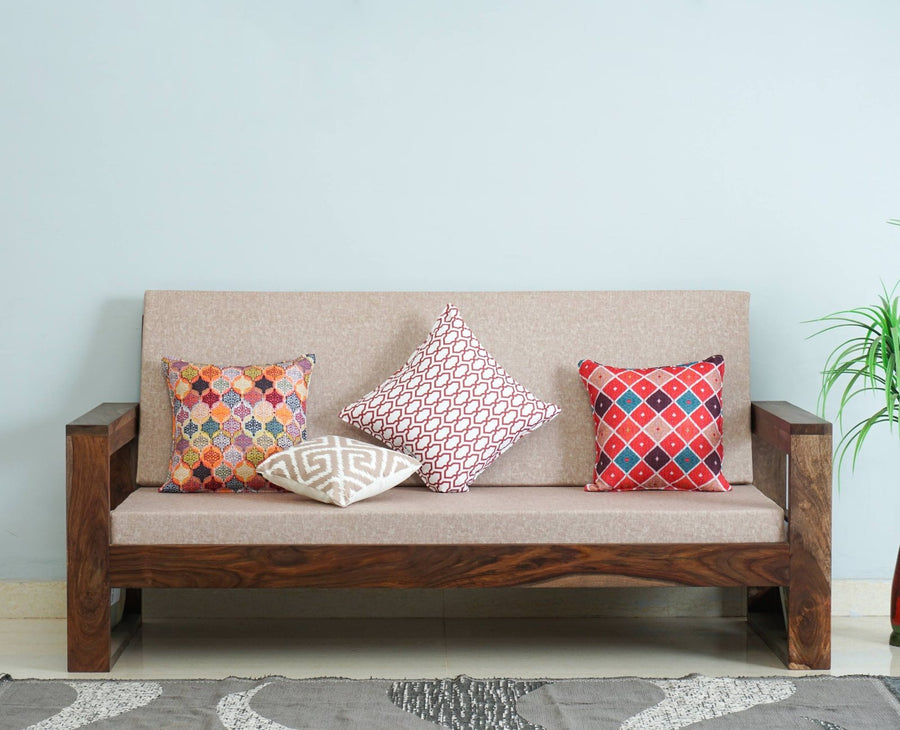 Moscow Sheesham Wood 3 Seater Sofa - Three Seater Sofa - Furniselan-Grey-Finish