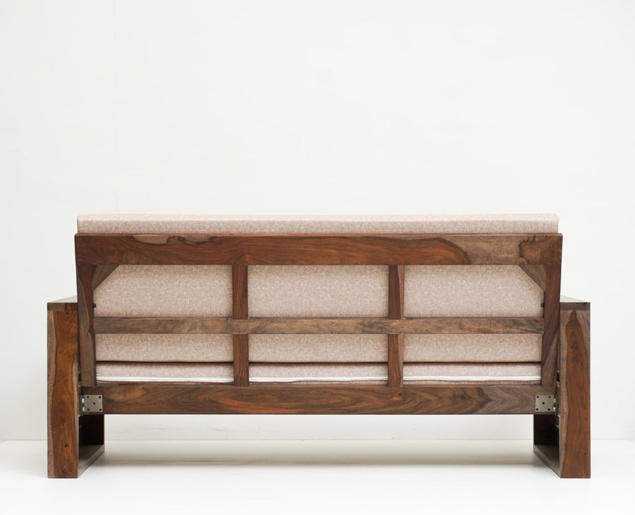 Moscow Sheesham Wood 3 Seater Sofa - Three Seater Sofa - Furniselan-Grey-Finish