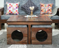 Nagpur Coffee Table with 4 Stools - Coffee Table - Furniselan - Grey-Finish