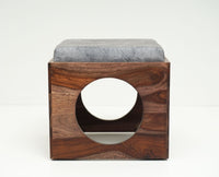 Nagpur Coffee Table with 4 Stools - Coffee Table - Furniselan - Grey-Finish