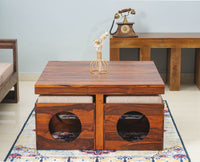 Nagpur Coffee Table with 4 Stools - Coffee Table - Furniselan - Maple-Finish