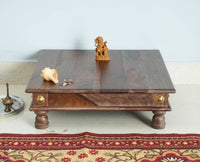 Namo Wooden Pooja Chowki - Furniselan - Grey-Finish