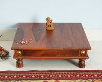 Namo Wooden Pooja Chowki - Furniselan - Maple-Finish