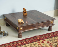 Namo Wooden Pooja Chowki - Furniselan - Grey-Finish