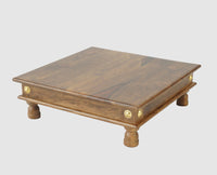 Namo Wooden Pooja Chowki - Furniselan - Teak-Finish