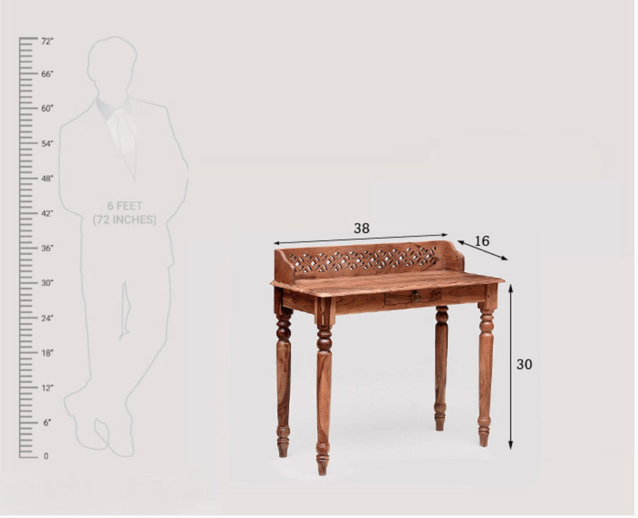 Nashik Solid Wood Study Table with One Drawer Furniselan -  Rustic-Teak-Finish