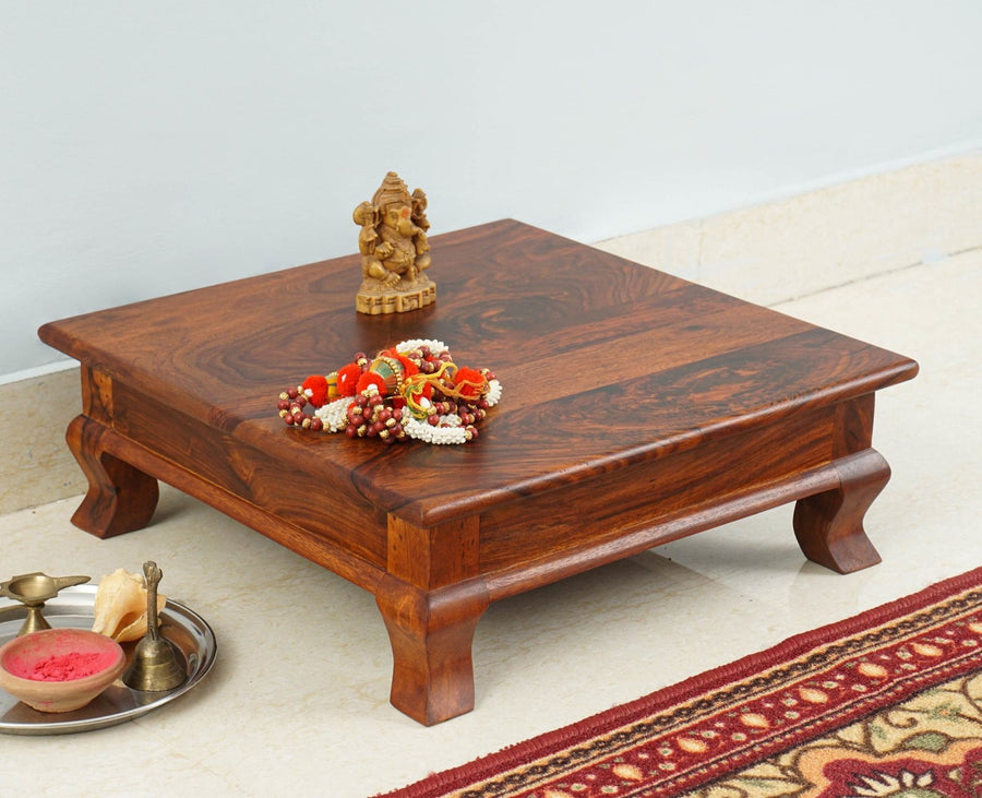 Navratri Wooden Pooja Chowki - Furniselan - Maple-Finsh