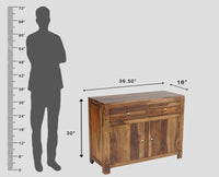 Negro Sheesham Wood Sidebaord with Two Drawers & Doors - Sideboard - Furniselan